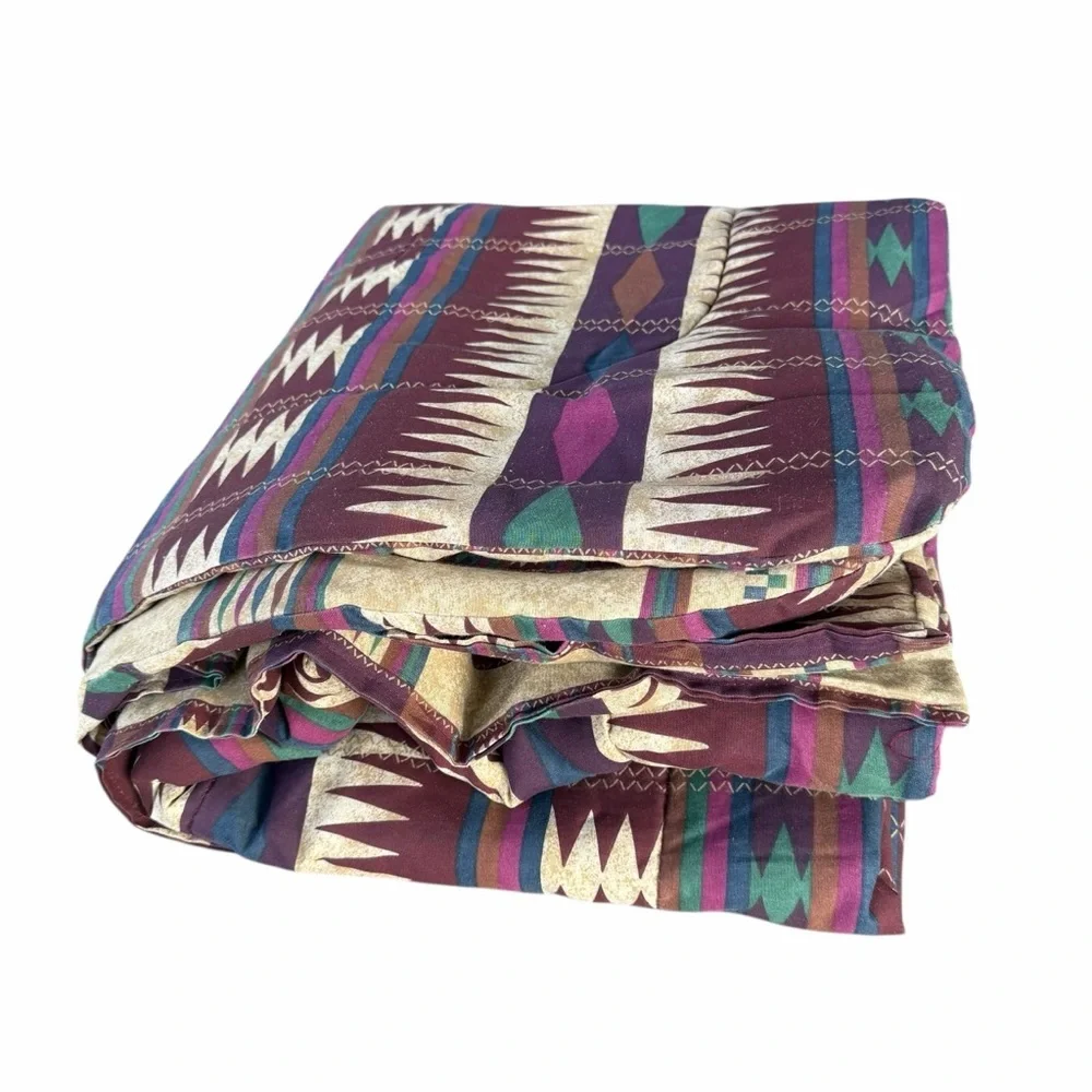 VTG Dan River Southwestern Aztec Reversible 3-Piece Comforter Set Full Size USA